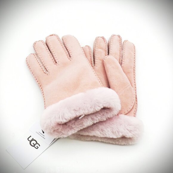 UGG Pink Color Genuine Dyed Shearling Slim Side Vent Gloves  Size L - Picture 3 of 9
